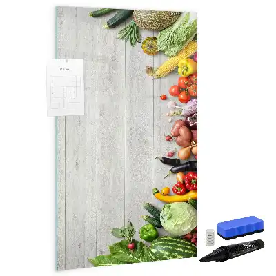 Lavagna magnetica cancellabile a secco decorazione con verdure su legno