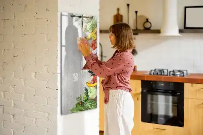 Lavagna magnetica cancellabile a secco decorazione con verdure su legno