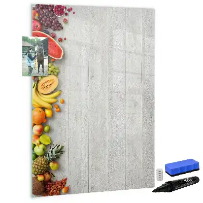 Lavagna magnetica cancellabile a secco con stampa di verdure su legno