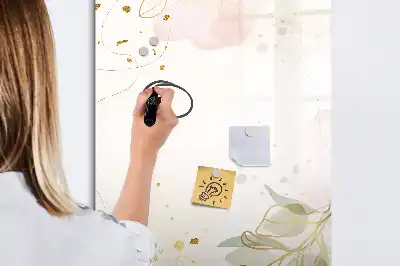 Lavagna magnetica cancellabile a secco con stampa artistica di astrazione dorata di verdure
