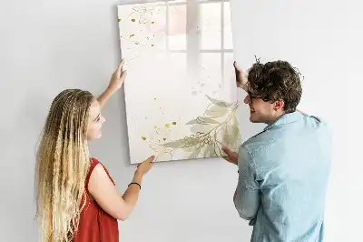 Lavagna magnetica cancellabile a secco con stampa artistica di astrazione dorata di verdure