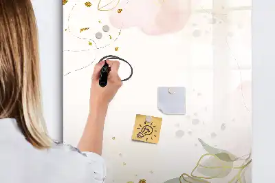 Lavagna magnetica cancellabile a secco con stampa artistica di astrazione dorata di verdure