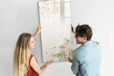 Lavagna magnetica cancellabile a secco con stampa artistica di astrazione dorata di verdure