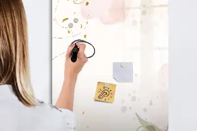 Lavagna magnetica cancellabile a secco con stampa artistica di astrazione dorata di verdure