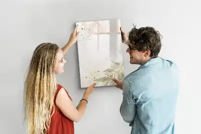 Lavagna magnetica cancellabile a secco con stampa artistica di astrazione dorata di verdure