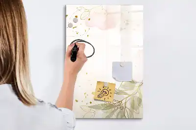 Lavagna magnetica cancellabile a secco con stampa artistica di astrazione dorata di verdure