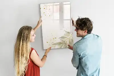 Lavagna magnetica cancellabile a secco con stampa artistica di astrazione dorata di verdure