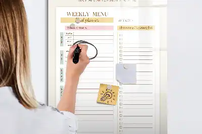 Lavagna magnetica cancellabile a secco menu settimanale