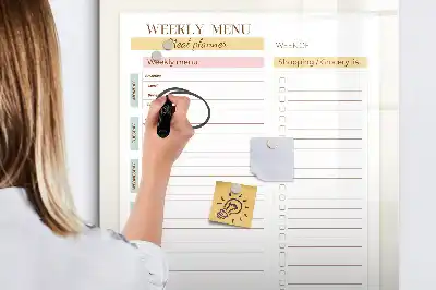 Lavagna magnetica cancellabile a secco menu settimanale