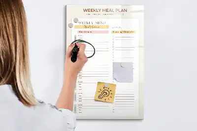 Lavagna magnetica cancellabile a secco menu settimanale