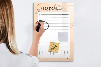 Lavagna magnetica cancellabile a secco con design lista delle cose da fare