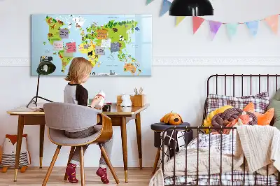 Lavagna magnetica per scrivere mappa del mondo con animali
