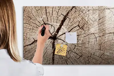 Lavagna magnetica in legno a forma di vecchio tronco