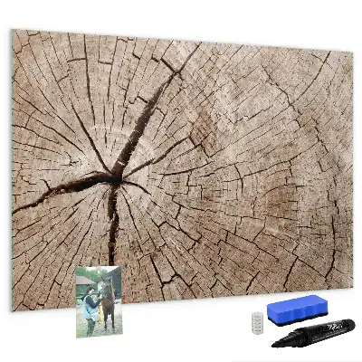 Lavagna magnetica in legno a forma di vecchio tronco