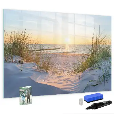 Lavagna magnetica da scrivere con stampa tramonto sulla spiaggia