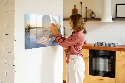 Lavagna magnetica da scrivere con stampa tramonto sulla spiaggia