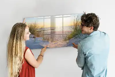 Lavagna magnetica da scrivere con stampa tramonto sulla spiaggia