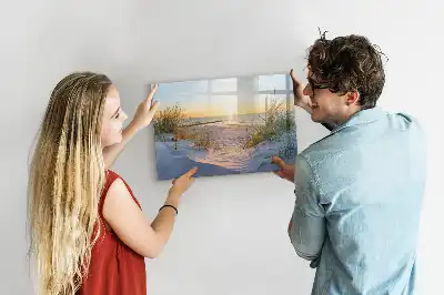 Lavagna magnetica da scrivere con stampa tramonto sulla spiaggia