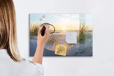 Lavagna magnetica da scrivere con stampa tramonto sulla spiaggia