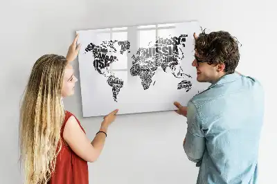 Lavagna magnetica Mappa del mondo per disegnare