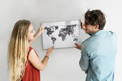 Lavagna magnetica Mappa del mondo per disegnare