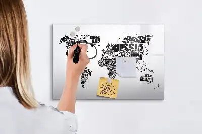 Lavagna magnetica Mappa del mondo per disegnare