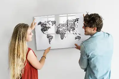Lavagna magnetica Mappa del mondo per disegnare