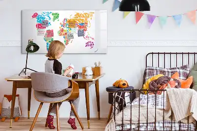 Lavagna magnetica per scrivere con design nomi di paesi colorati