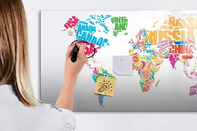 Lavagna magnetica per scrivere con design nomi di paesi colorati