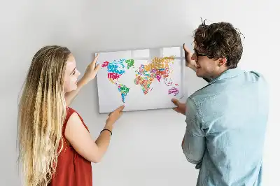 Lavagna magnetica per scrivere con design nomi di paesi colorati