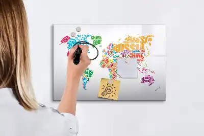 Lavagna magnetica per scrivere con design nomi di paesi colorati