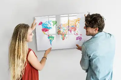Lavagna magnetica per scrivere con design nomi di paesi colorati
