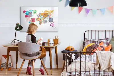 Lavagna magnetica per scrivere con design nomi di paesi colorati