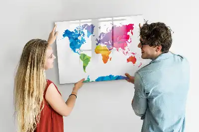 Lavagna magnetica Mappa del mondo con design astratto