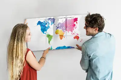 Lavagna magnetica Mappa del mondo con design astratto