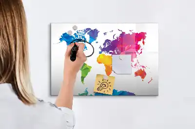 Lavagna magnetica Mappa del mondo con design astratto