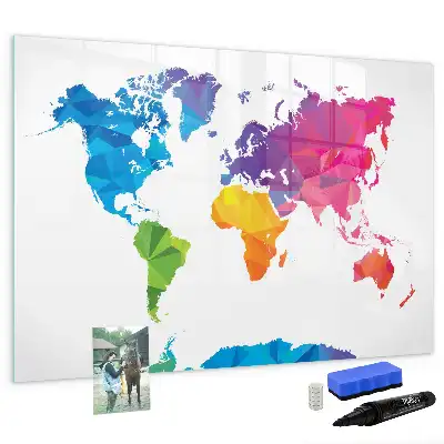 Lavagna magnetica Mappa del mondo con design astratto