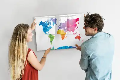 Lavagna magnetica Mappa del mondo con design astratto
