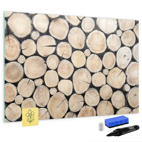 Lavagna magnetica per disegnare decorazione a forma di tronchi d'albero tagliati