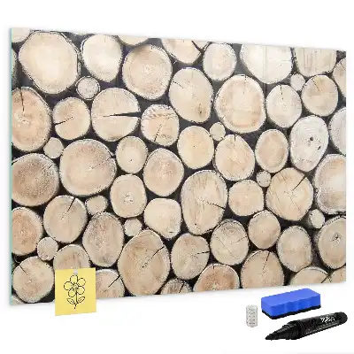 Lavagna magnetica per disegnare decorazione a forma di tronchi d'albero tagliati