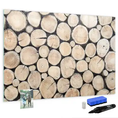 Lavagna magnetica per disegnare decorazione a forma di tronchi d'albero tagliati