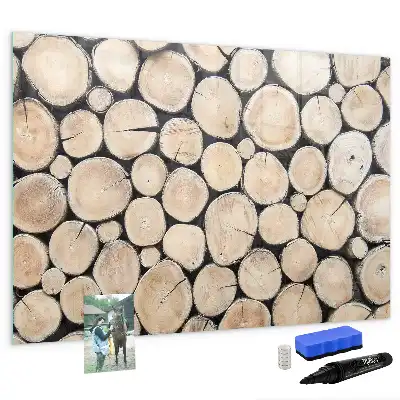 Lavagna magnetica per disegnare decorazione a forma di tronchi d'albero tagliati
