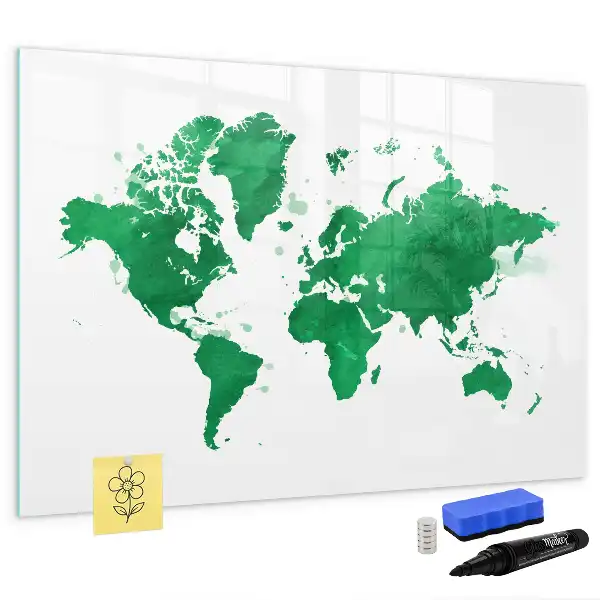 Lavagna magnetica con mappa del mondo verde