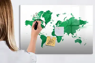 Lavagna magnetica con mappa del mondo verde