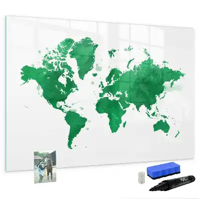 Lavagna magnetica con mappa del mondo verde
