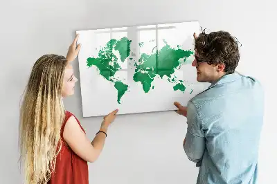 Lavagna magnetica con mappa del mondo verde
