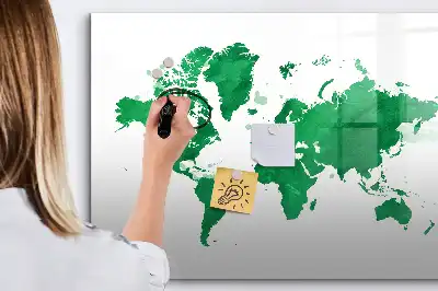 Lavagna magnetica con mappa del mondo verde