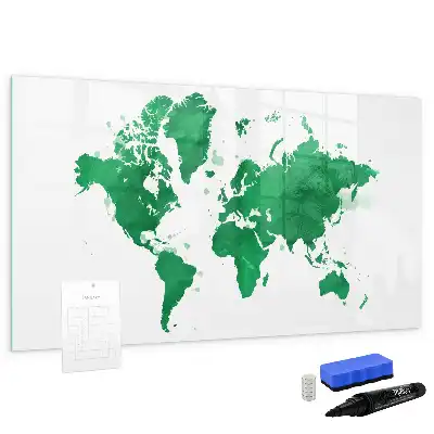Lavagna magnetica con mappa del mondo verde