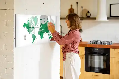 Lavagna magnetica con mappa del mondo verde