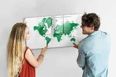 Lavagna magnetica con mappa del mondo verde